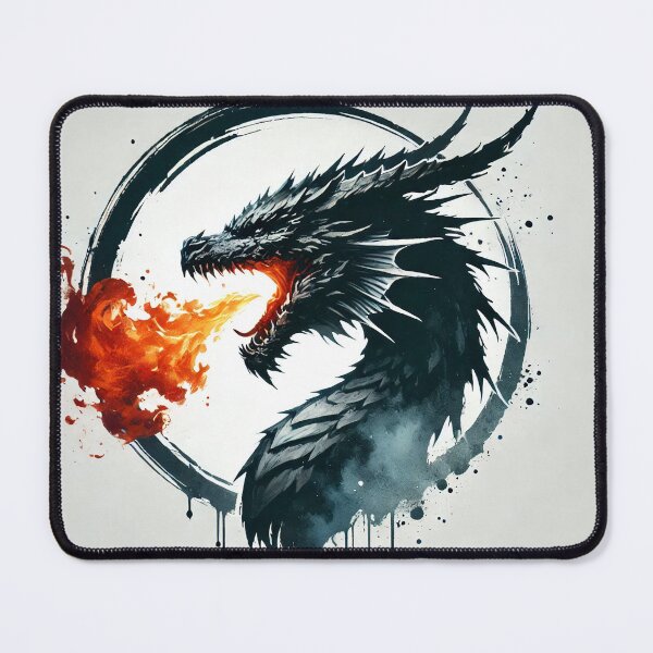 Item preview, Fierce dragon breathing fire, showcasing its powerful presence designed and sold by Giuseppe Cammino.