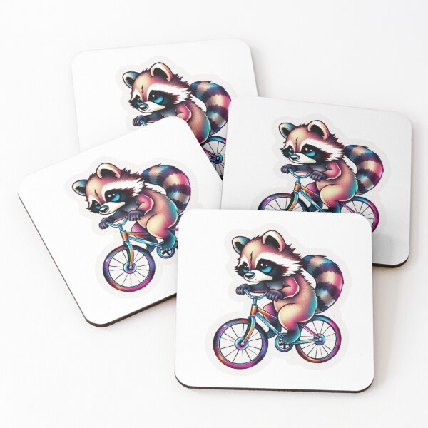 Item preview, Adorable Raccoon Riding a Bicycle - Iridescent Tattoo Art designed and sold by Calymera.