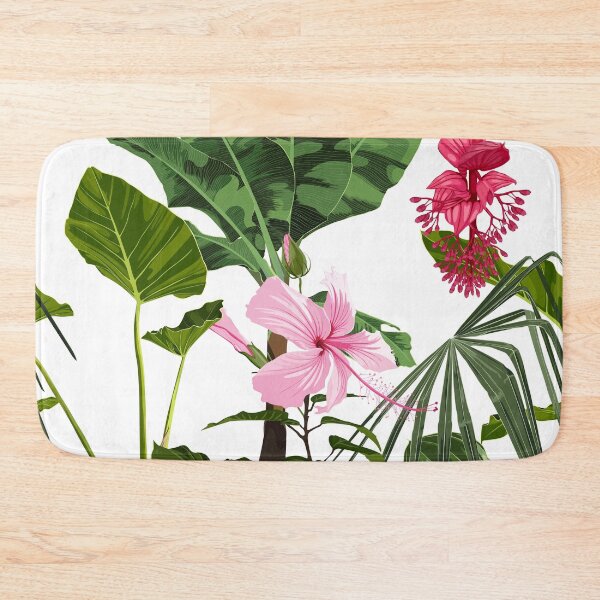 Item preview, Pink flowers. Seamless floral pattern with many kind of pink glossy flowers and palm leaves.  designed and sold by MatyKotiv.