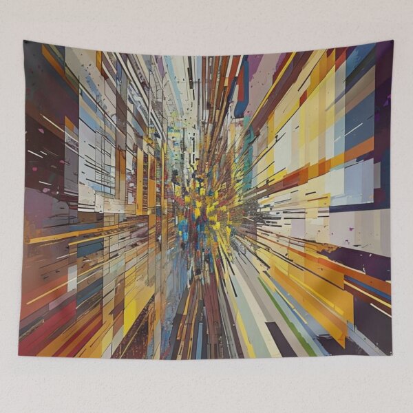 Item preview, Abstract art composition with radiating color stripes designed and sold by Sigtrix.