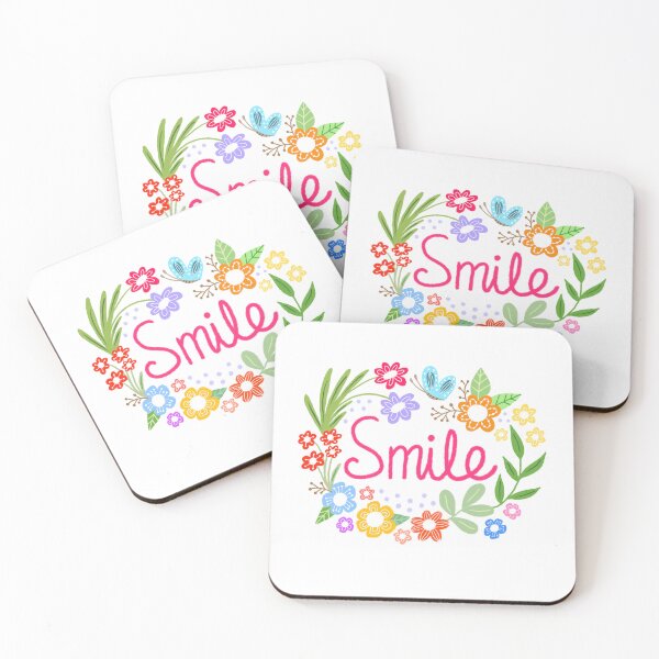 Item preview, Bright hand drawn text floral botanical illustration smile designed and sold by Nicola-Rowe.