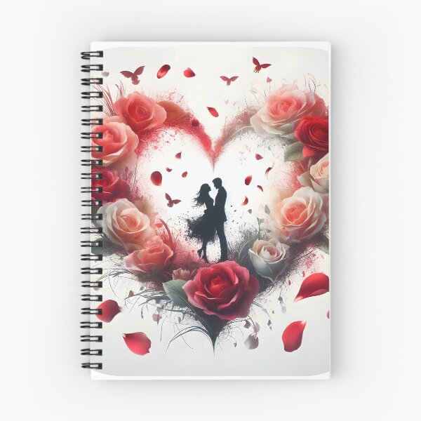 Item preview, Valentine's Day Couple Embraced in Rose Heart with Butterflies designed and sold by inktok.