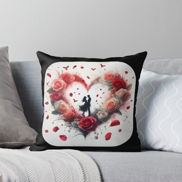 Item preview, Valentine's Day Couple Embraced in Rose Heart with Butterflies designed and sold by inktok.