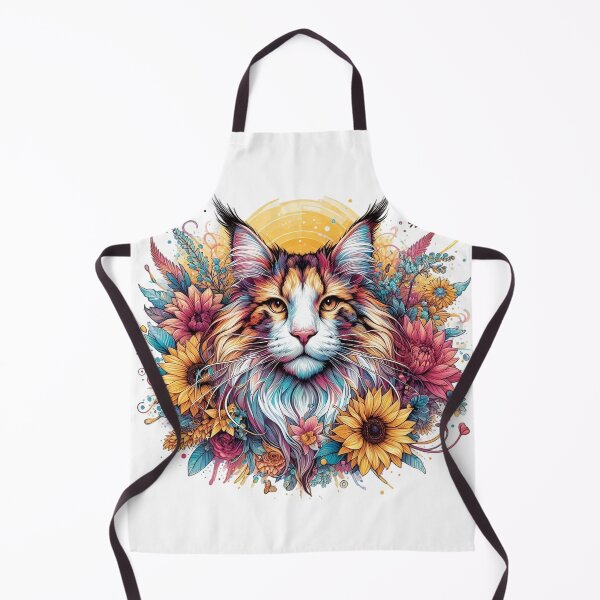 Item preview, A beautiful Maine Coon cat surrounded by colorful leaves and flowers. designed and sold by Marcoshop10.