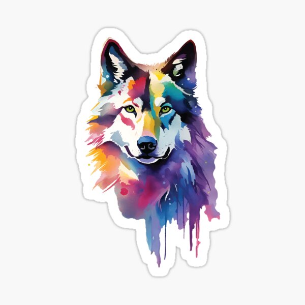 Item preview, Watercolor Wolf Art | Vibrant and Dynamic Design | Dripping Watercolor Effects designed and sold by trobby-inc.