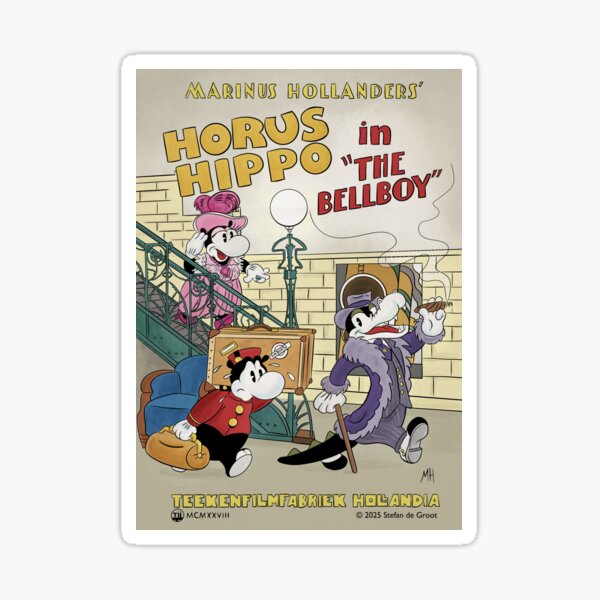 Horus Hippo in 'The Bellboy' Sticker