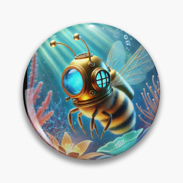 Item preview, Cute bee in a diving helmet designed and sold by DamioPolArt.