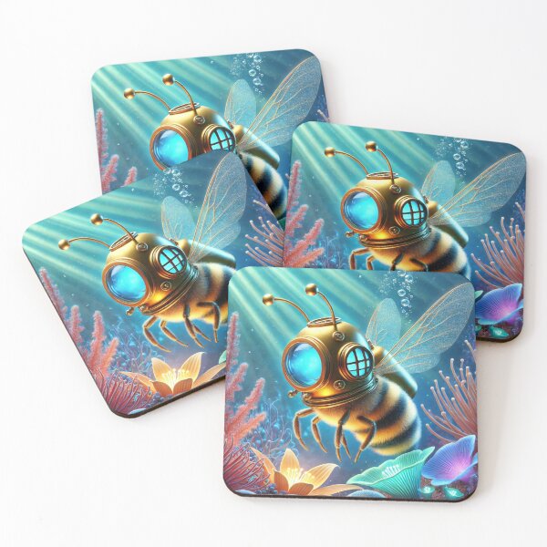 Item preview, Cute bee in a diving helmet designed and sold by DamioPolArt.