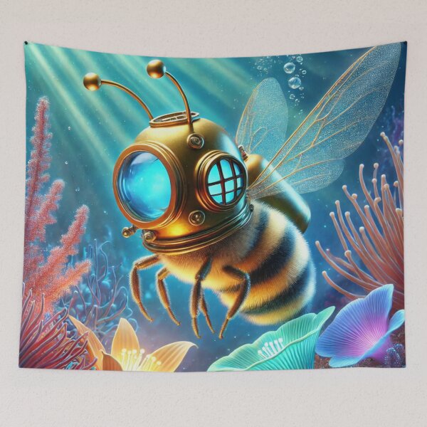 Item preview, Cute bee in a diving helmet designed and sold by DamioPolArt.