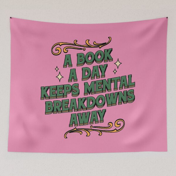 Item preview, A Book a Day Keeps Mental Breakdowns Away Illustrated Bookish Type  designed and sold by Magyarmelcsi Illustration.