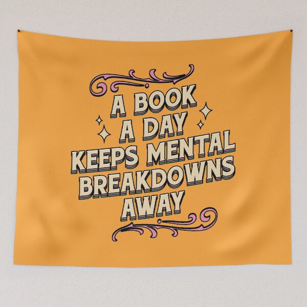 Item preview, A Book a Day Keeps Mental Breakdowns Away Illustrated Bookish Type  designed and sold by Magyarmelcsi Illustration.