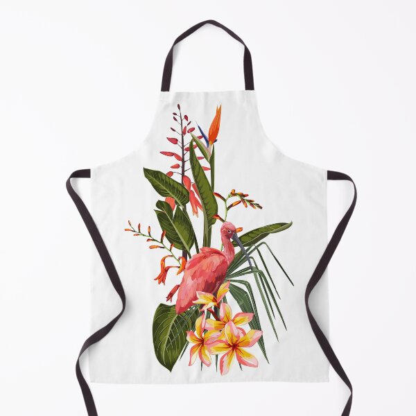 Item preview, Tropical bouquet with exotic tropical rainforest Scarlet Ibis bird and green leaves, palms and flowers. designed and sold by MatyKotiv.