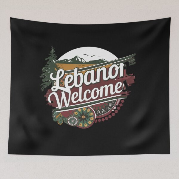 Item preview, Lebanon Welcomes Flag Map Beirut, Lebanese cedars designed and sold by AnimalsDH305.