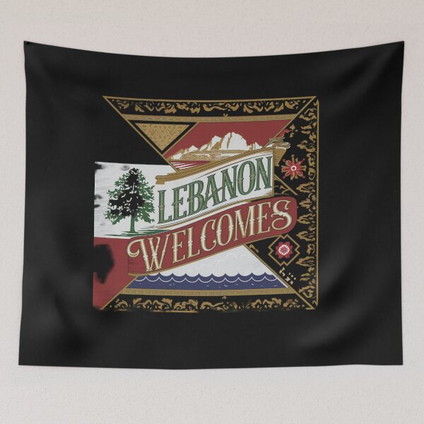 Item preview, Lebanon Welcomes Flag Map Beirut, Lebanese cedars designed and sold by AnimalsDH305.