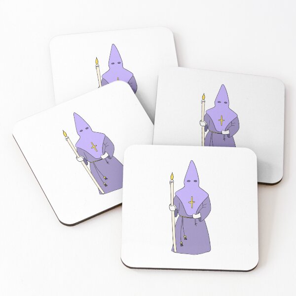 Item preview, Spanish Passion Week's penitent wearing traditional clothes: pointed hat, robe and cape with a rosary in one hand and a long lit candle in the other. designed and sold by Cartoon Spain.