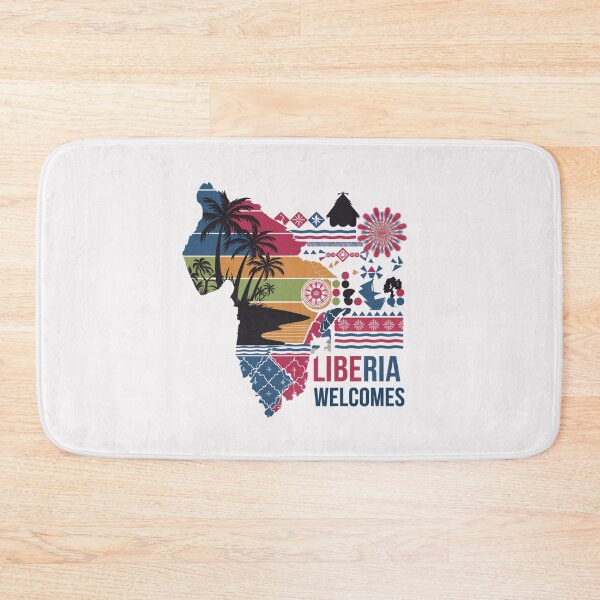 Item preview, Liberia Welcomes Flag Map Monrovia, flags reminiscent designed and sold by AnimalsDH305.
