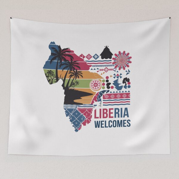 Item preview, Liberia Welcomes Flag Map Monrovia, flags reminiscent designed and sold by AnimalsDH305.