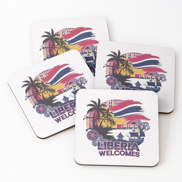 Item preview,  Liberia Welcomes Flag Map Monrovia, flags reminiscent designed and sold by AnimalsDH305.