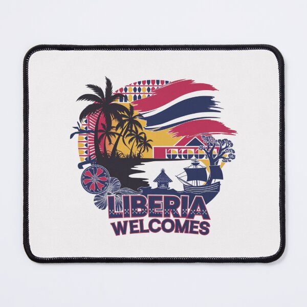 Item preview, Liberia Welcomes Flag Map Monrovia, flags reminiscent designed and sold by AnimalsDH305.