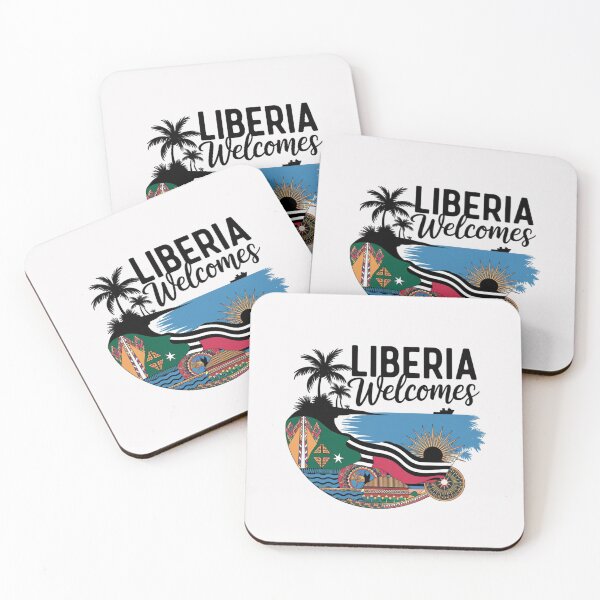 Item preview, Liberia Welcomes Flag Map Monrovia, flags reminiscent designed and sold by AnimalsDH305.
