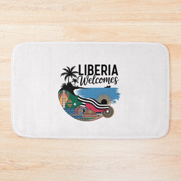 Item preview, Liberia Welcomes Flag Map Monrovia, flags reminiscent designed and sold by AnimalsDH305.