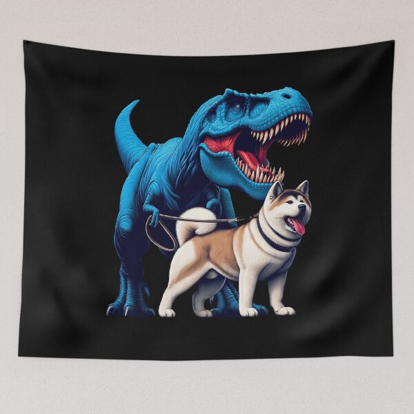 Item preview, Funny Dinosaur Akita Walking Dog Lover designed and sold by Kimberley King Art  King Art.