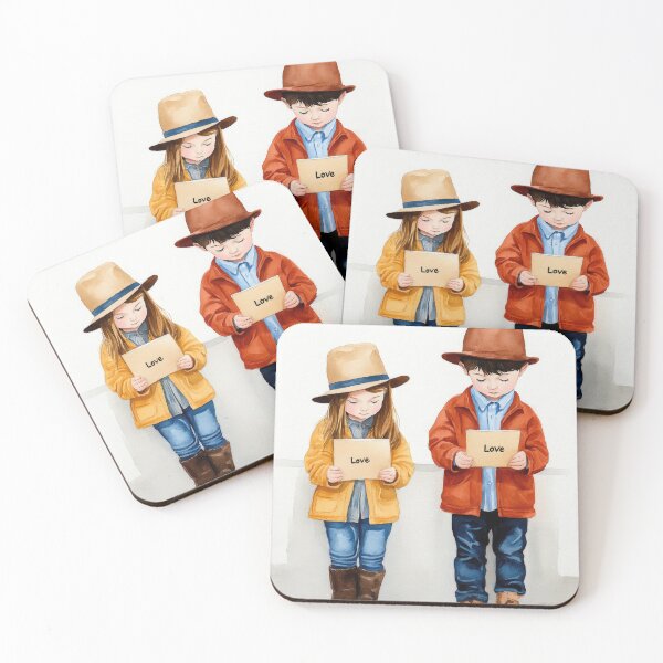 Item preview, Adorable Kids Holding Love Messages Illustration designed and sold by WPCreator.