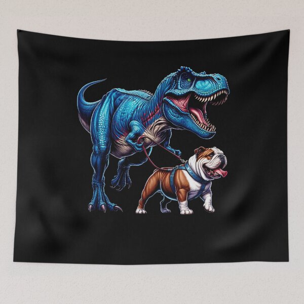 Item preview, Funny Dinosaur Bulldog Walking Dog Lover designed and sold by Kimberley King Art  King Art.
