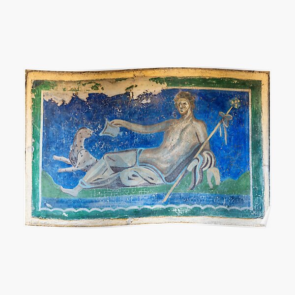 Painting on the Wall of a Ancient Roman House in Herculaneum, Italy Poster