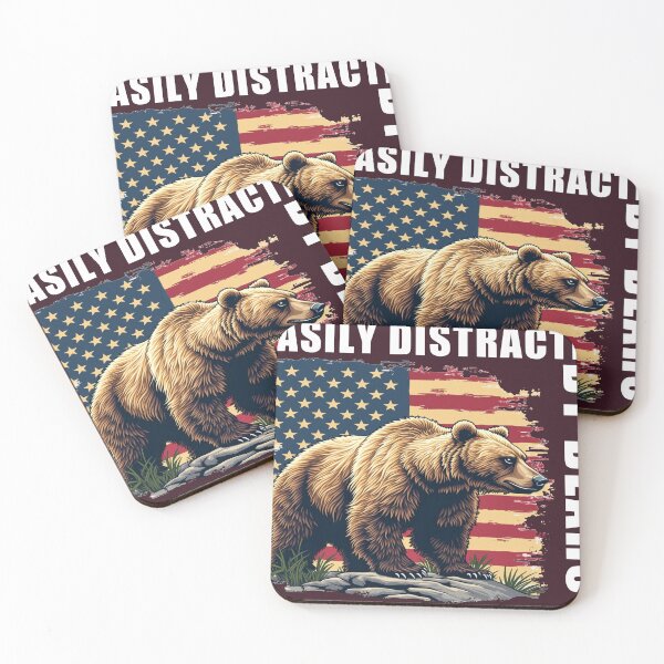 Item preview, Easily Distracted By Bears- Bear flag t shirt designed and sold by StreetArtPro.