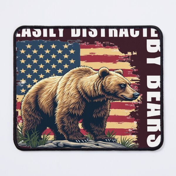 Item preview, Easily Distracted By Bears- Bear flag t shirt designed and sold by StreetArtPro.
