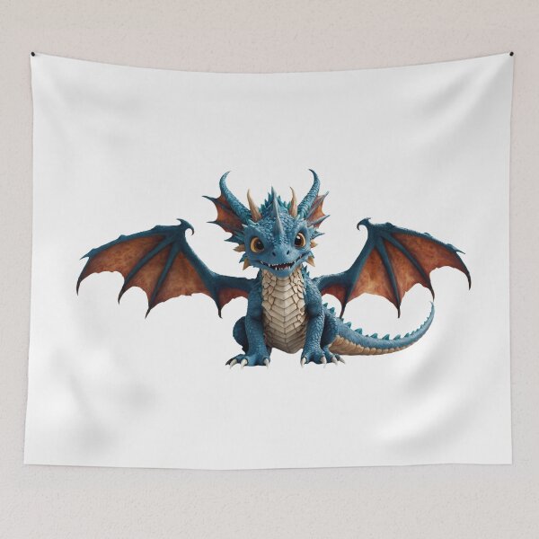 Item preview, Adorable Blue Baby Dragon Ready for Adventure designed and sold by CuteopiaGallery.