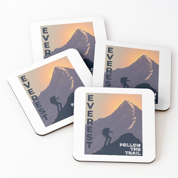 Item preview, Follow The Trail - Motivational Retro Mt. Everest in Sunset with Hiker silhouette  designed and sold by DigiSudu.