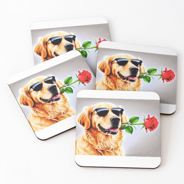 Item preview, Cool Golden Retriever with Valentines Rose  designed and sold by RoadMail.