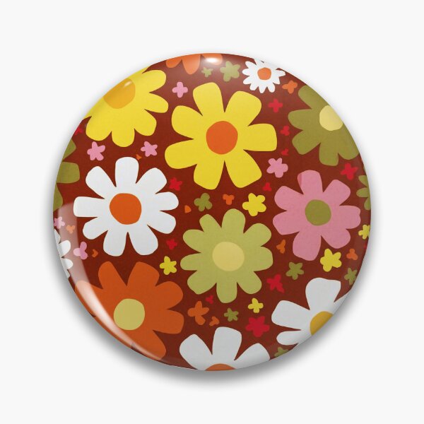 Item preview, Lively Cottagecore Sixties Boho Hippie Shabby Chic Florals against Brown  designed and sold by SamJanner.