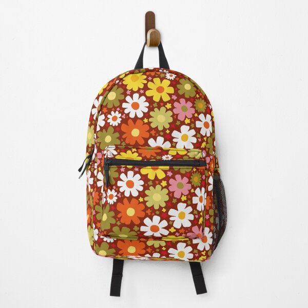 Item preview, Lively Cottagecore Sixties Boho Hippie Shabby Chic Florals against Brown  designed and sold by SamJanner.