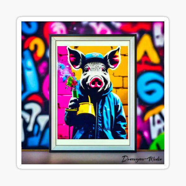 Urban graffiti street art Pig Sticker