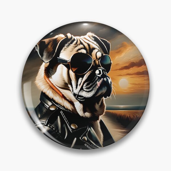Item preview, Vintage Dog Art: Pug Stud with Sunglasses Portrait | Animal Art | Oil Painting | Animal Portrait designed and sold by UnhingedBird.
