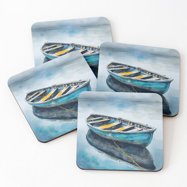 Item preview, Serene Row Boat Tied to the Shore - Original Artwork designed and sold by NiobesSkein.