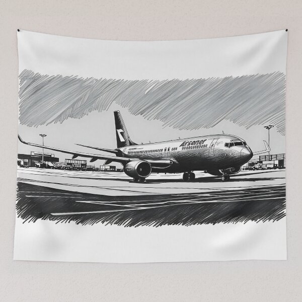 Item preview, Sketch-Style Airplane at Extended Gate - Digital Art designed and sold by EMairplanes.
