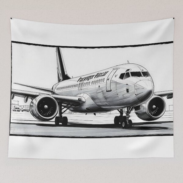 Item preview, Airplane Digital Sketch - Minimalistic Aviation Art designed and sold by EMairplanes.