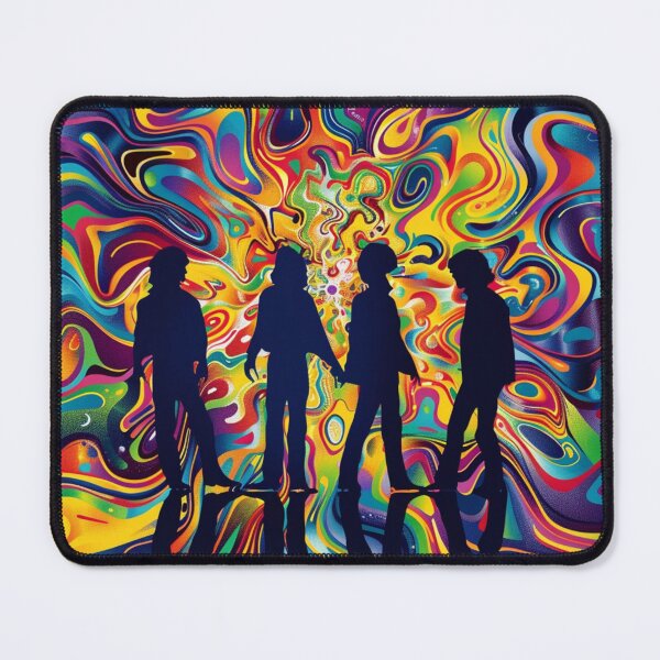 Item preview, The Beatles Silhouette with Trippy Psychedelic Colors designed and sold by PixelMuse2024.
