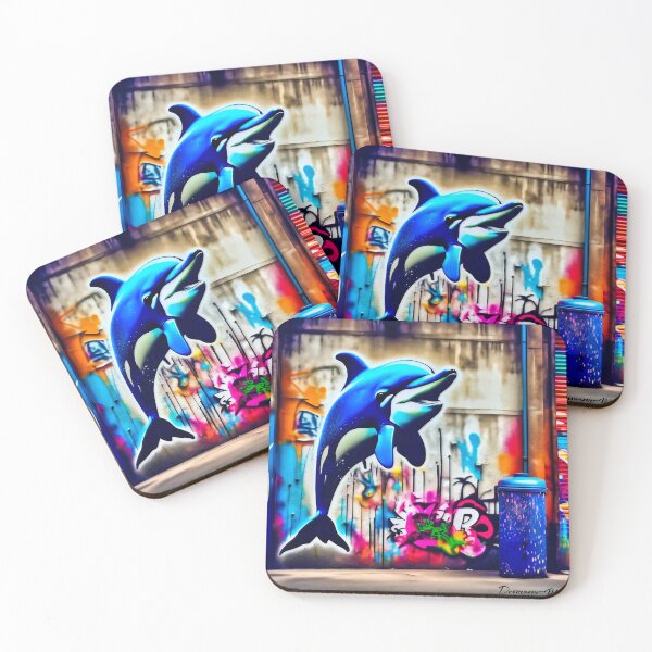 Item preview, Urban graffiti street art Dolphin designed and sold by Drone-tees.