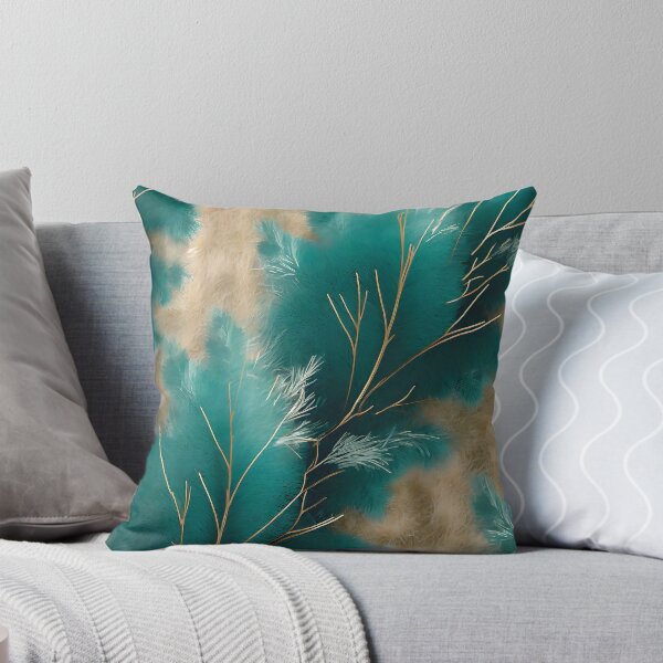 Item preview, Elegant Teal and Beige Abstract Design with Golden Branches – Modern Nature-Inspired Art for Home Decor & Fashion designed and sold by Iiamspecial1.