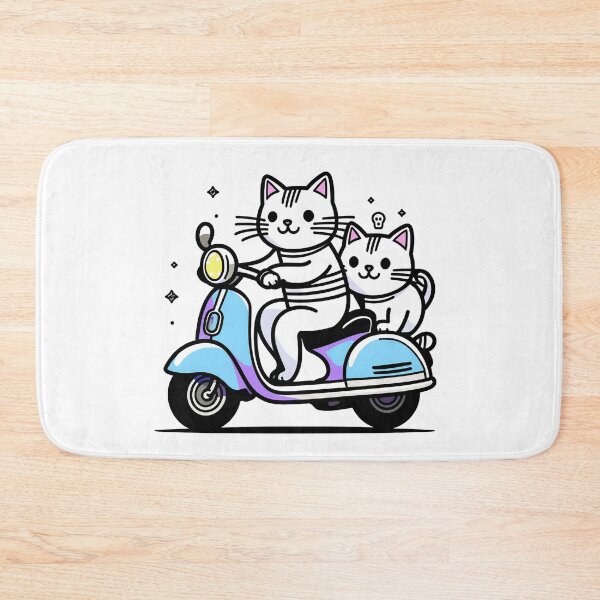 Item preview, Cats Riding Scooter, Cute Cat Art, Cartoon Illustration, Fun Cat Design, Vehicle Cat Poster, Gifts for Cat Lovers, Humorous Art Print, Cats and Adventure, Original Wall Art designed and sold by Kina-design.