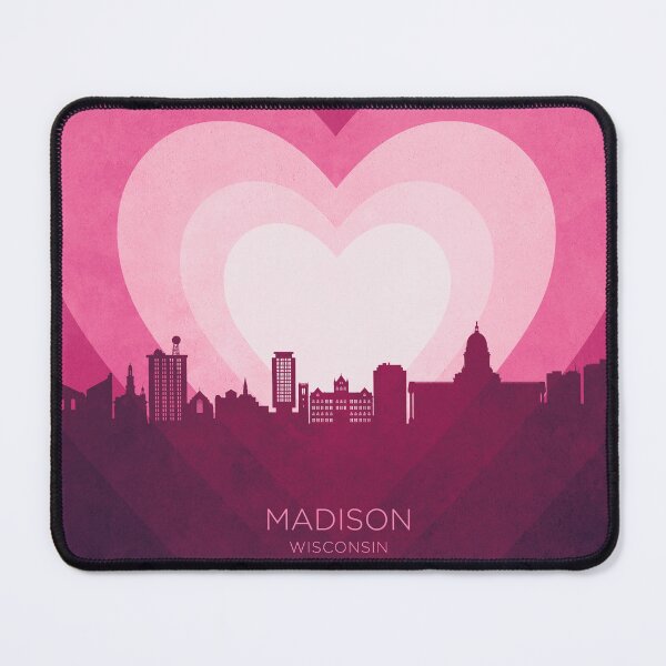 Item preview, Madison Wisconsin Skyline Hearts Pink designed and sold by ArtPrints.