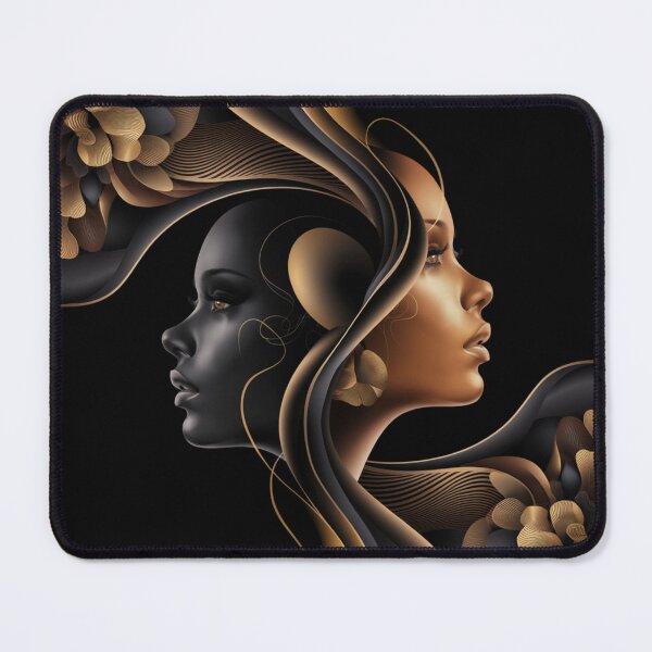 Item preview, "Golden Harmony: Abstract Faces in Profile" designed and sold by Design Den.
