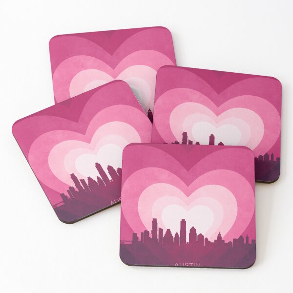 Item preview, Austin Texas Skyline Hearts Pink designed and sold by ArtPrints.