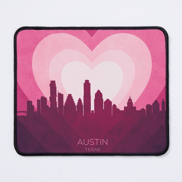 Item preview, Austin Texas Skyline Hearts Pink designed and sold by ArtPrints.