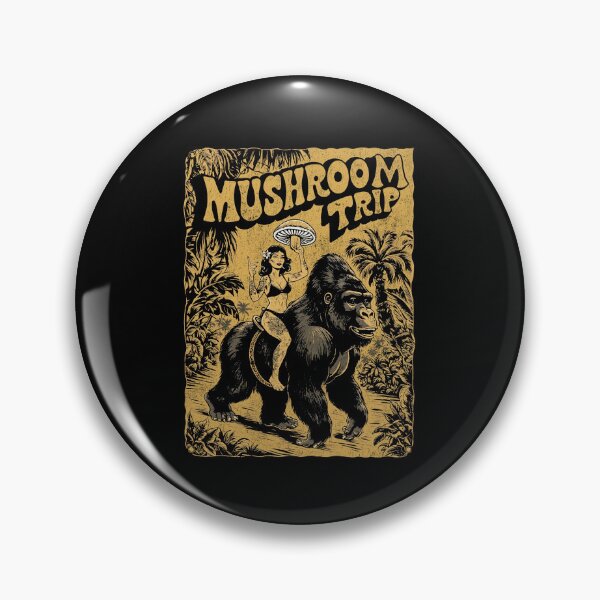 Item preview, Vintage Mushroom Trip Gorilla Psychedelic Tattoo Girl Art designed and sold by Mystikos Art.